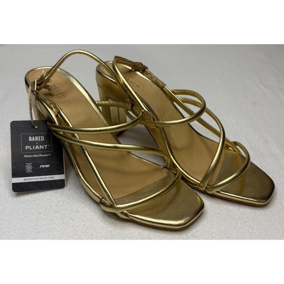 NWT BARED Godwit Gold Leather Heels Buckle Size 40 US 9-9.5 Pliant Metallic $299 - Picture 2 of 10